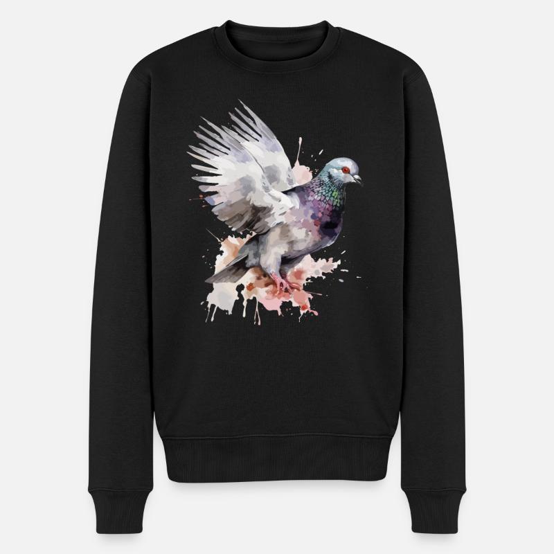 Taube Täubchen Vogel Taubenzüchter Aquarell - Männer Premium Bio Pullover - Schwarz