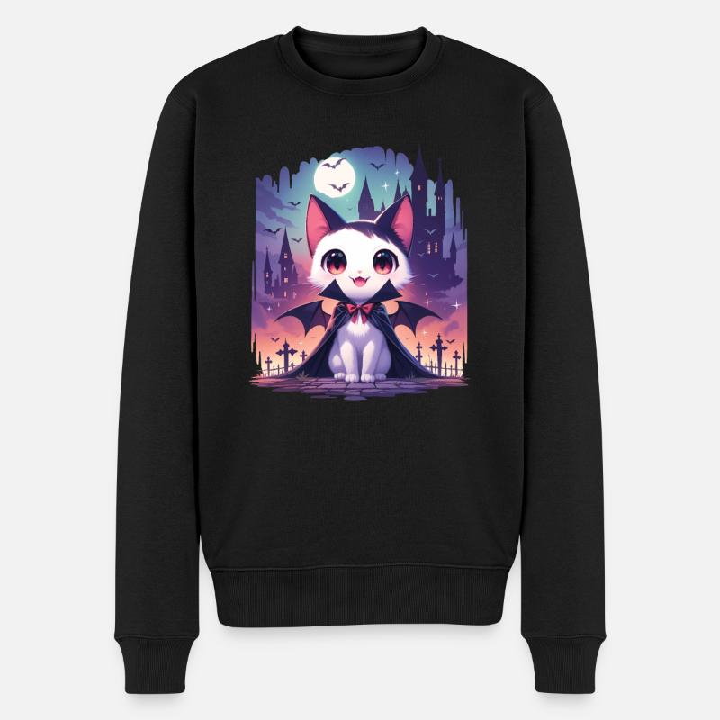 Chat vampire d’Halloween mignon - Pull Premium bio Homme - noir