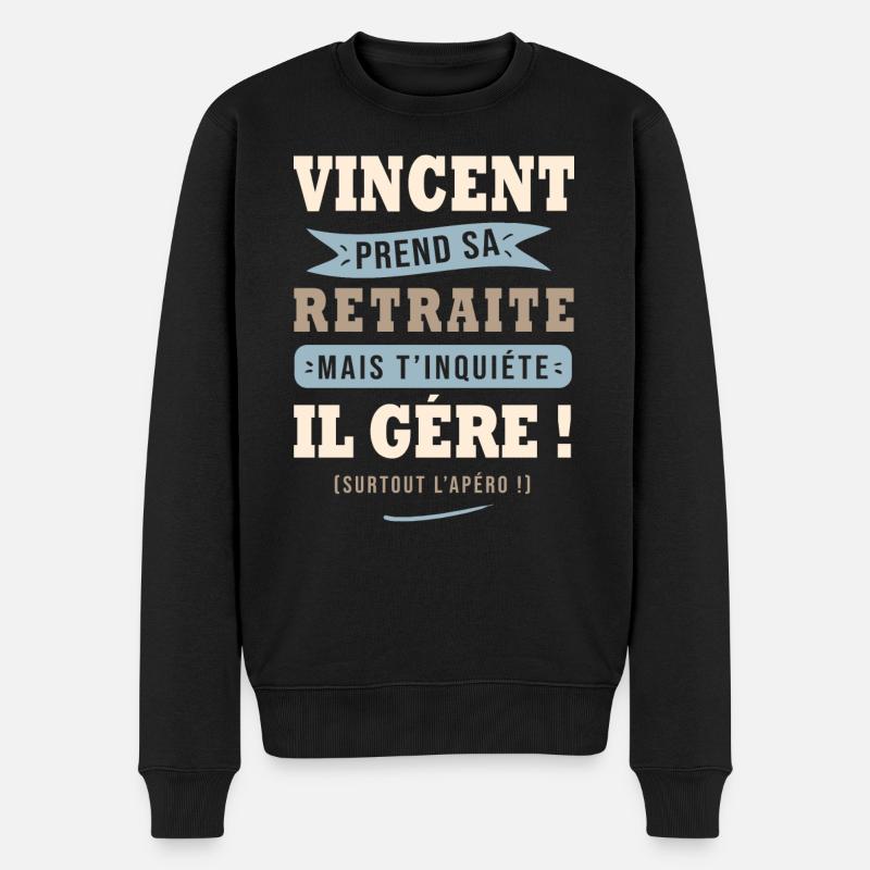 Vincent humour retraite cadeau retraité - Pull Premium bio Homme - noir