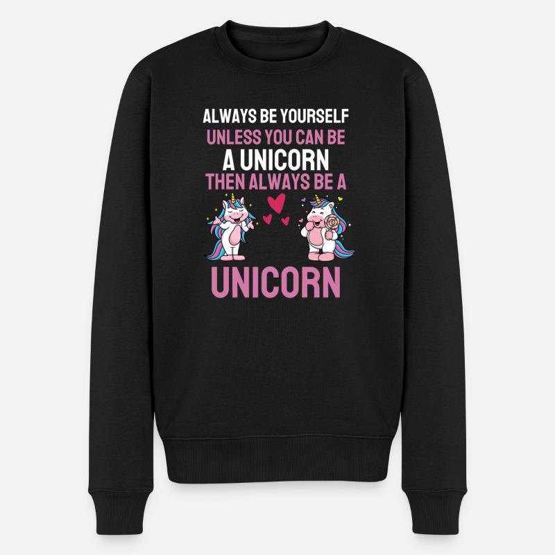 Fantasy Tierliebhaber Geschenk Lustiges Einhorn - Männer Premium Bio Pullover - Schwarz