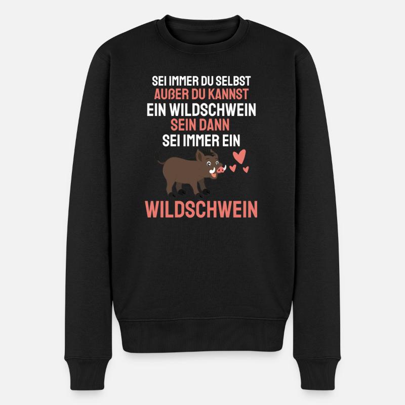 Tierliebhaber Waldbewohner Geschenk Wildschwein - Männer Premium Bio Pullover - Schwarz