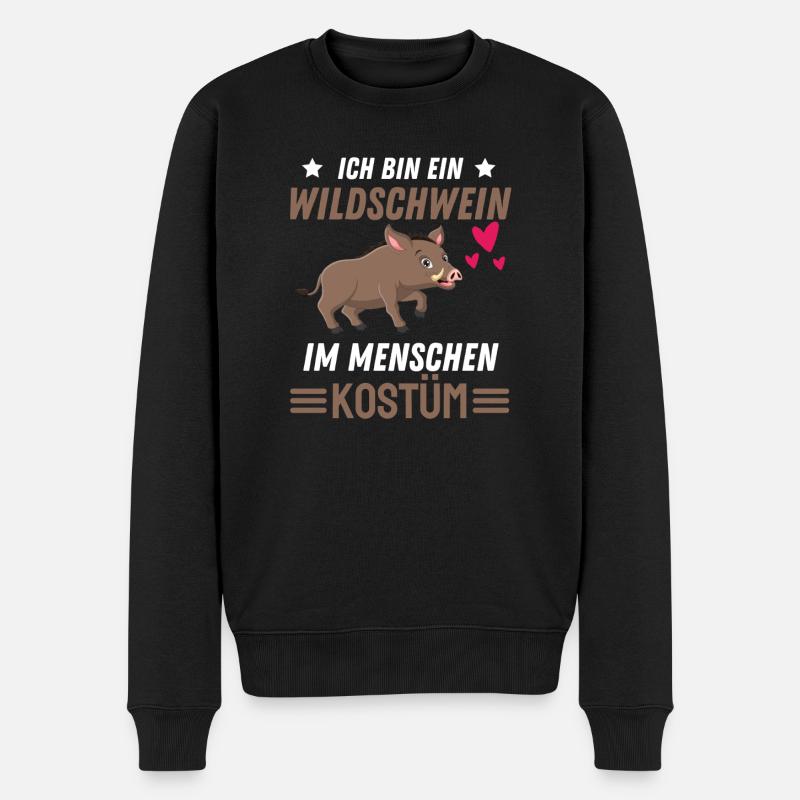 Wildschwein Kostüm Party Geschenk Tier Wildschwein - Männer Premium Bio Pullover - Schwarz
