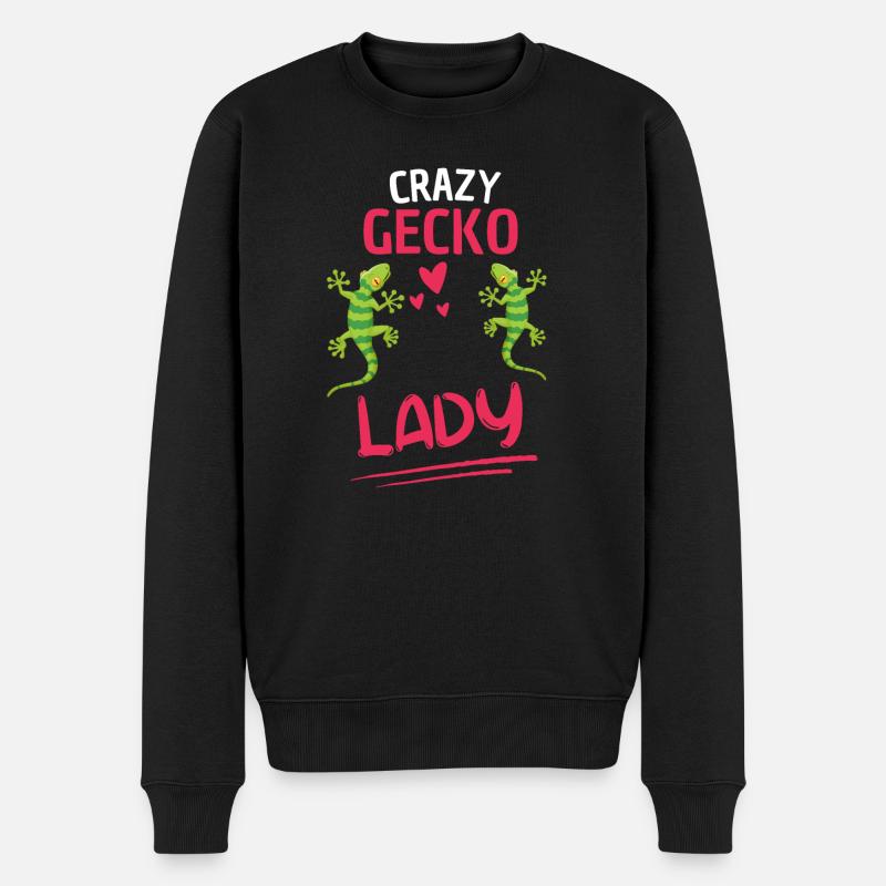 Verrückte Gecko Lady Eidechse Tier Geschenk Gecko - Männer Premium Bio Pullover - Schwarz