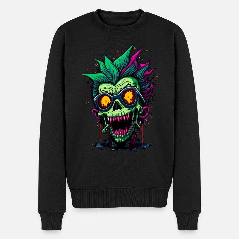 Bunter cooler Zombie - Männer Premium Bio Pullover - Schwarz