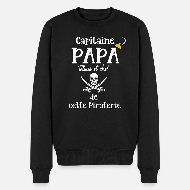 Capitaine PAPA tatoué et chef de cette Piraterie - Pull Premium bio Homme - noir
