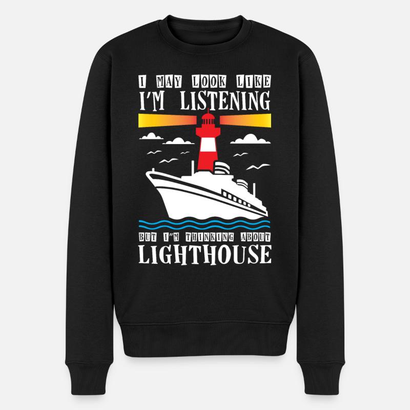 Thinking About Lighthouse Lovers Lighthouse - Männer Premium Bio Pullover - Schwarz