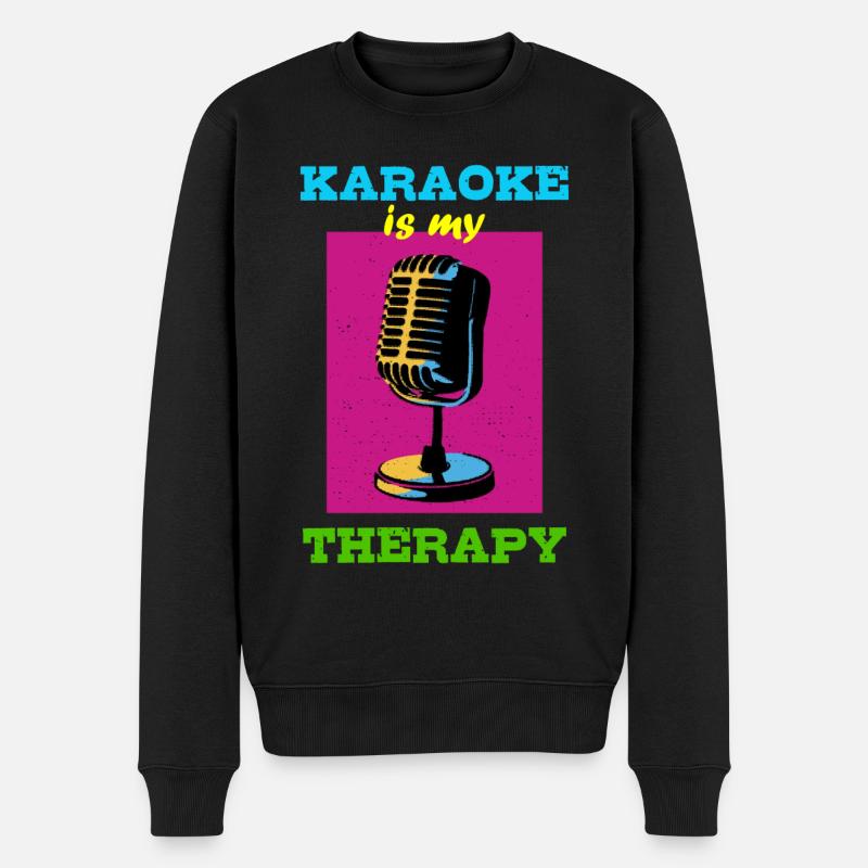 Karaoke ist meine Therapie - Männer Premium Bio Pullover - Schwarz