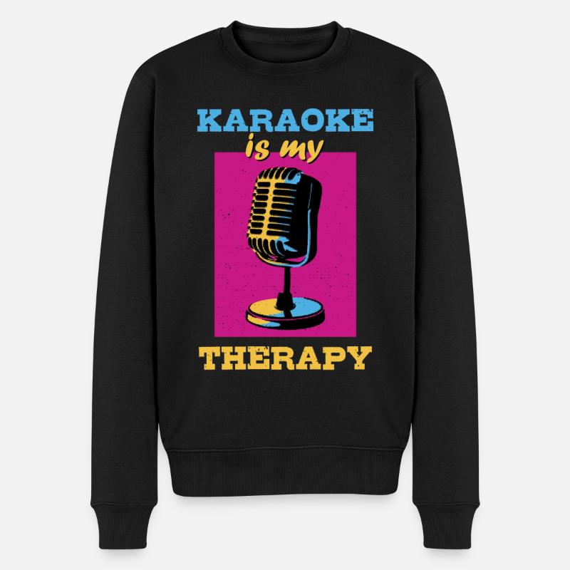 Karaoke ist meine Therapie - Männer Premium Bio Pullover - Schwarz