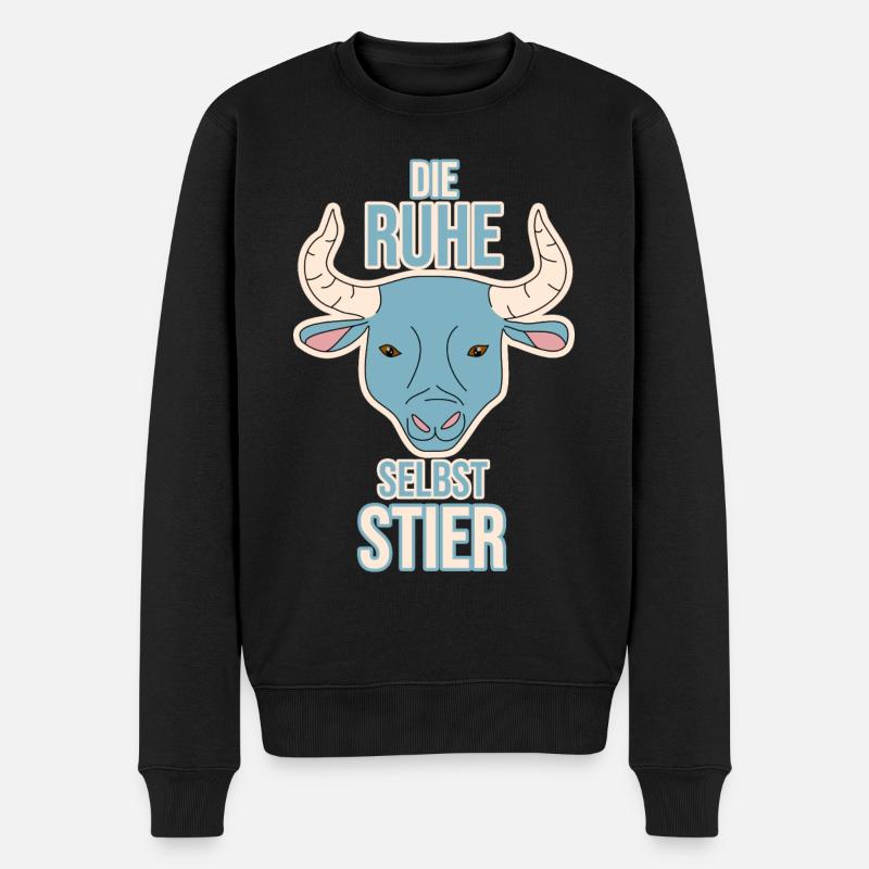 Sternzeichen Stier Horoskop Tier - Männer Premium Bio Pullover - Schwarz