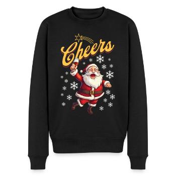 Weihnachtsmann Alkohol Bier Glühwein Schnaps Prost - Männer Premium Bio Pullover - Schwarz - Vorne - Nico (187cm)