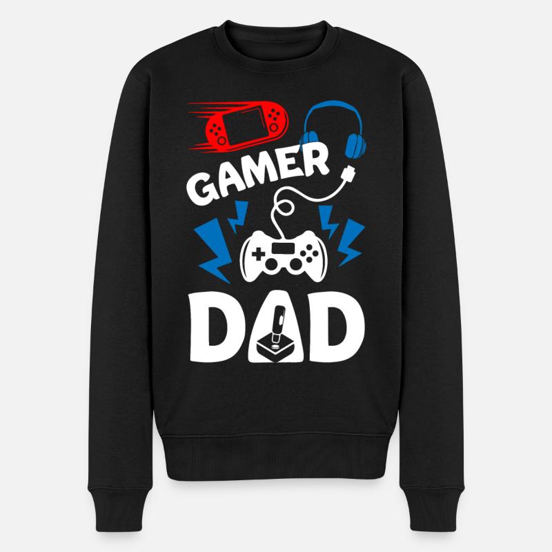 Gamer Dad - Männer Premium Bio Pullover - Schwarz