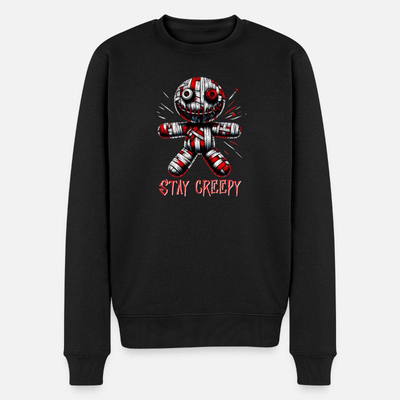 Stay Creep Niedliche Voodoopuppe - Männer Premium Bio Pullover - Schwarz