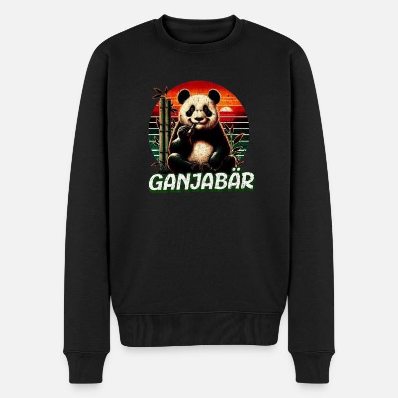 Bekiffter Pandabär - Männer Premium Bio Pullover - Schwarz