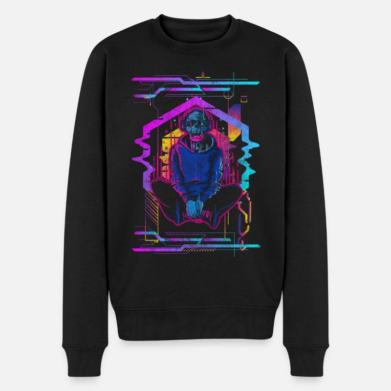 Zukunft Android Neon Gaming - Männer Premium Bio Pullover - Schwarz