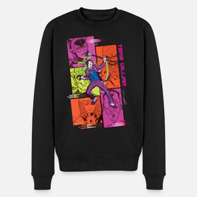 Batman Team Villain Mit Joker Und Comic-Panels - Männer Premium Bio Pullover - Schwarz