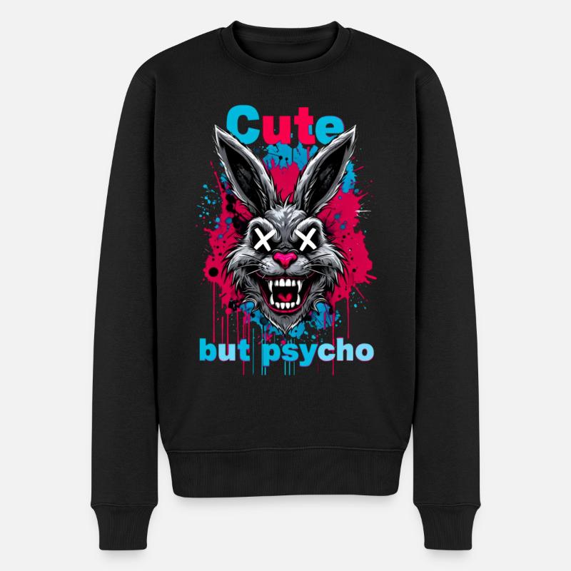 Lapin mignon mais psychique - Pull Premium bio Homme - noir