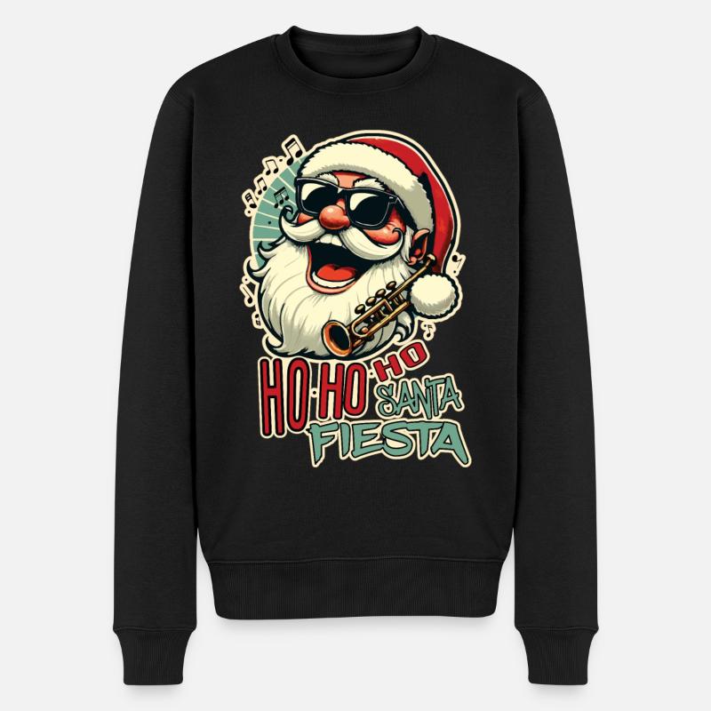 Cooler lustiger Weihnachtsmann mit Sonnenbrille (Ho-ho-ho) - Männer Premium Bio Pullover - Schwarz