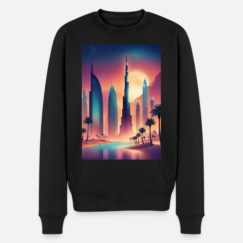 Buntes östliches Stadtbild - Männer Premium Bio Pullover - Schwarz