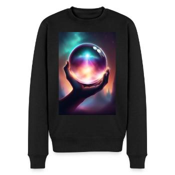 Magische Kristallkugel in der Hand - Männer Premium Bio Pullover - Schwarz - Vorne - Nico (187cm)