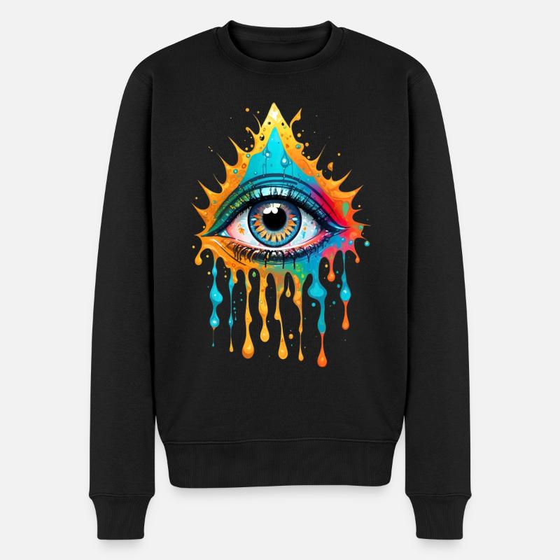 Paint Splash Eye Design - Männer Premium Bio Pullover - Schwarz