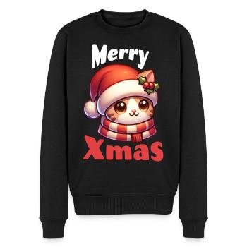 Christmas Cat Merry Xmas - Men's Premium Organic Jumper - black - Front - Nico (187cm)