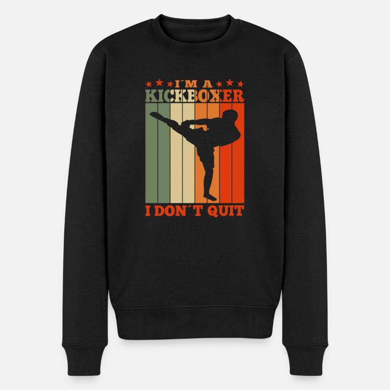 Kickboxing Im A Kickboxer I Dont Quit Retro - Männer Premium Bio Pullover - Schwarz