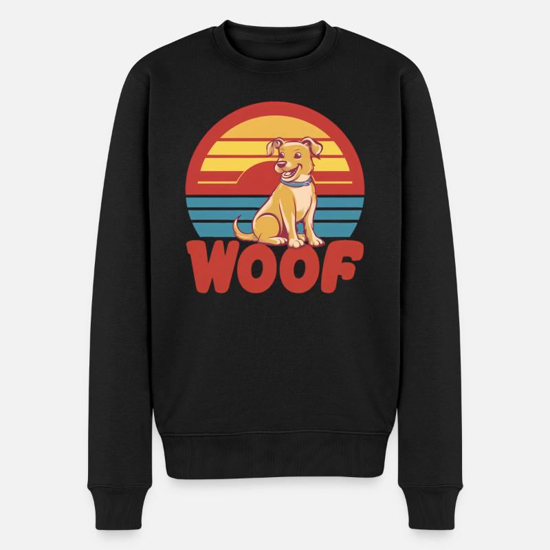 Rétro coucher de soleil Vintage chien - Pull Premium bio Homme - noir