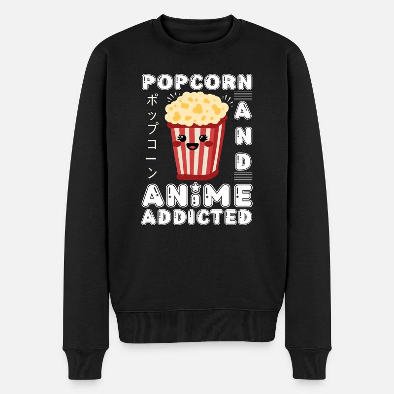 Popcorn & Anime Addicted Japanese Anime Manga - Männer Premium Bio Pullover - Schwarz
