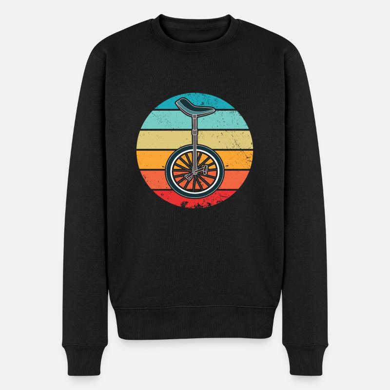 Einrad fahren Retro Vintage Einrad Sunset - Männer Premium Bio Pullover - Schwarz