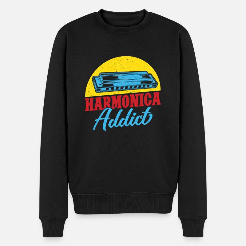 Drôle d’harmoniciste Harmonica Addict Harmonica - Pull Premium bio Homme - noir