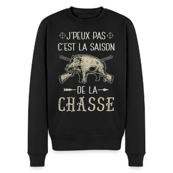 j'peux pas chasseur chassé chasse chasser - Pull Premium bio Homme - noir - Devant - Nico (187cm)
