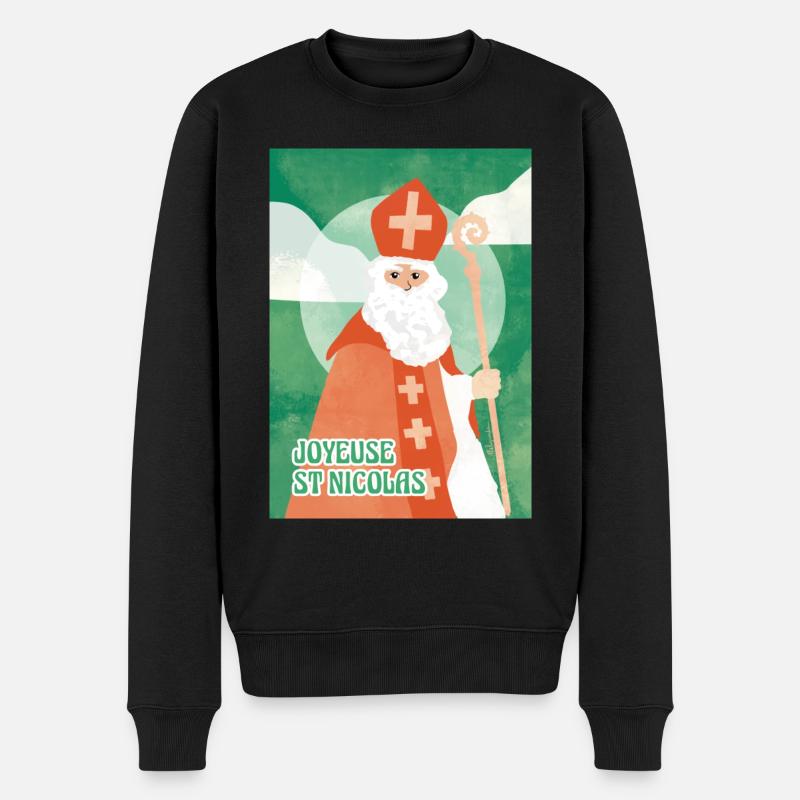 Glücklicher Nikolaus - Männer Premium Bio Pullover - Schwarz