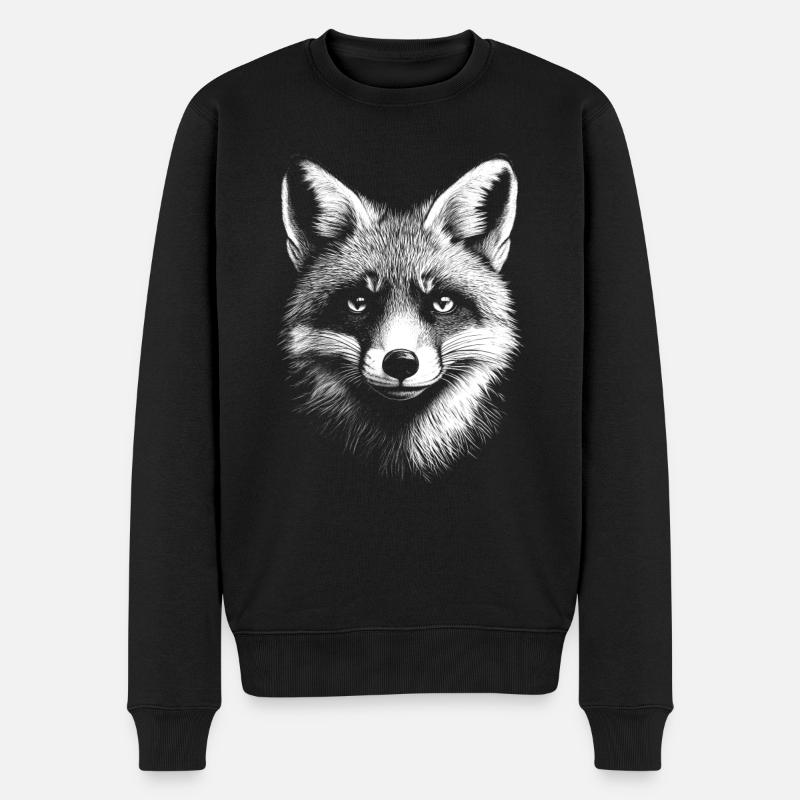 Fuchs Portrait Wildtier Waldtier Füchse Tiere - Männer Premium Bio Pullover - Schwarz