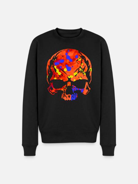 Totenkopf Bunt Camo - Männer Premium Bio Pullover - Schwarz