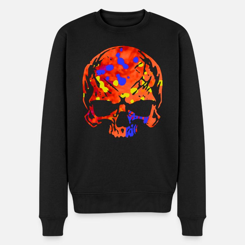 Totenkopf Bunt Camo - Männer Premium Bio Pullover - Schwarz