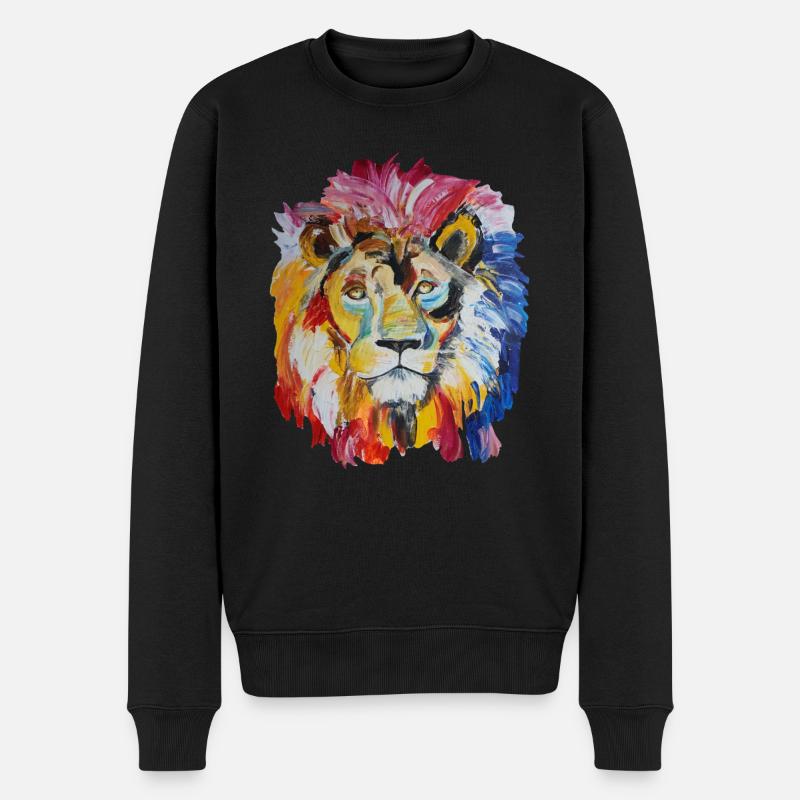 Löwe - Männer Premium Bio Pullover - Schwarz