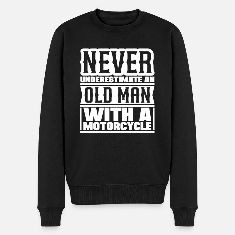 Unterschätze nie einen alten mann mit Motorrad - Männer Premium Bio Pullover - Schwarz