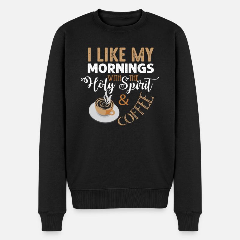 Kaffee am Morgen Heiliger Geist Frieden Ruhe - Männer Premium Bio Pullover - Schwarz