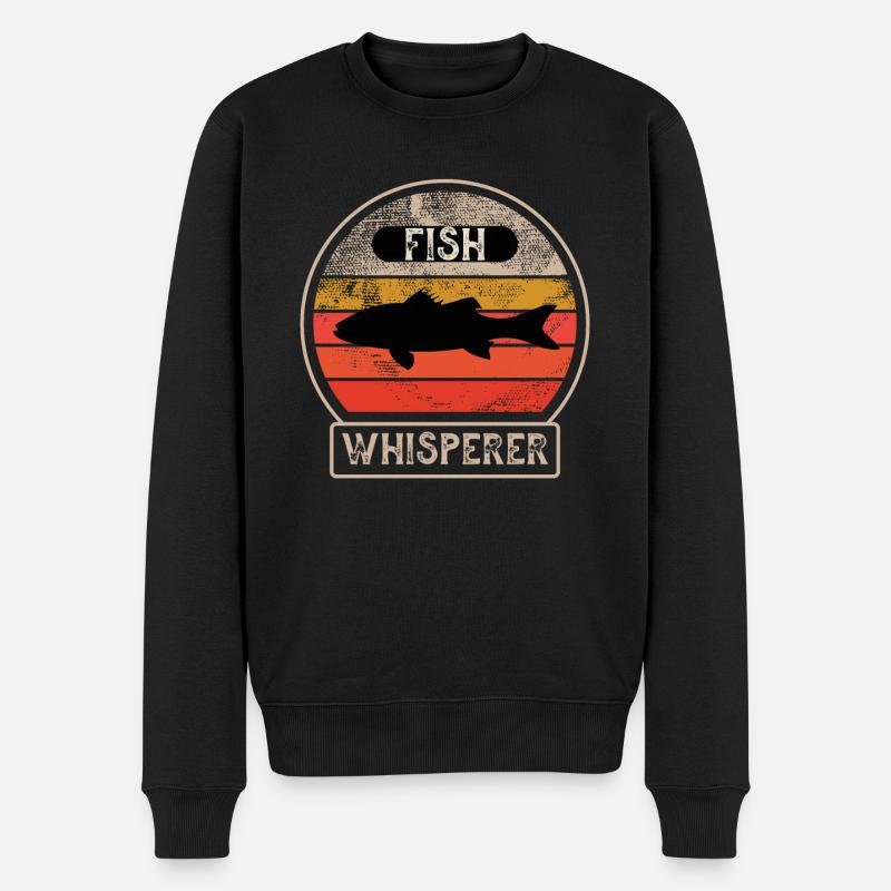 Fisch Angeln Retro Vintage - Männer Premium Bio Pullover - Schwarz