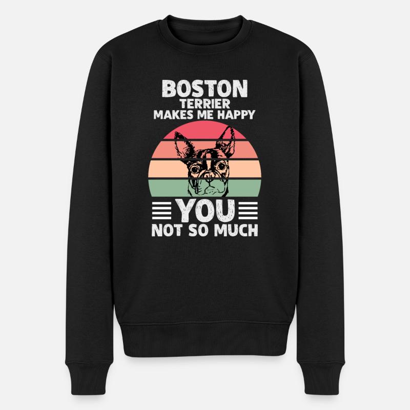 Boston Terrier, Boston Terrier Tierfreunde, Boston - Männer Premium Bio Pullover - Schwarz