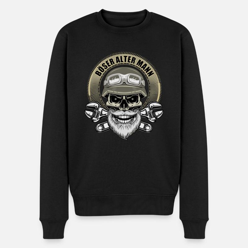 böser alter Mann / Motorrad Bart - Männer Premium Bio Pullover - Schwarz