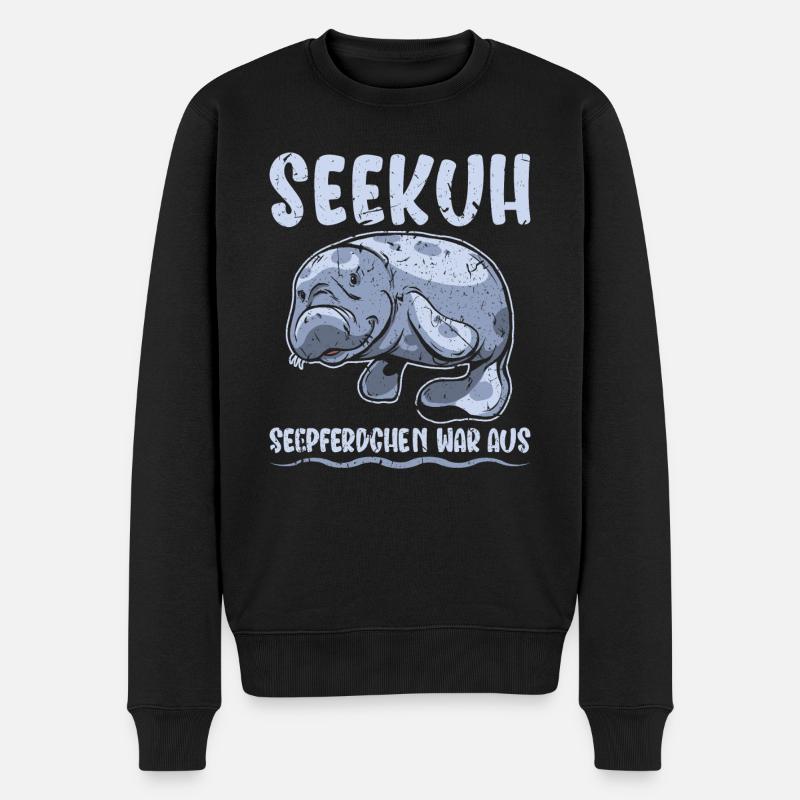 Seekuh Schwimmer Schwimmerin Schwimmen - Männer Premium Bio Pullover - Schwarz