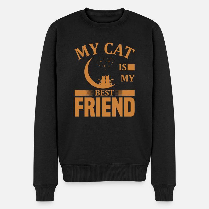 Meine Katze ist mein bester Freund - Katzen Shirt - Männer Premium Bio Pullover - Schwarz