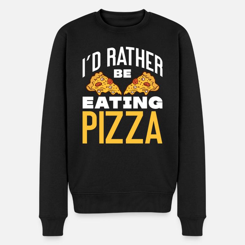 I'd Rather Be Eating Pizza - Pizza Eater Italian - Männer Premium Bio Pullover - Schwarz