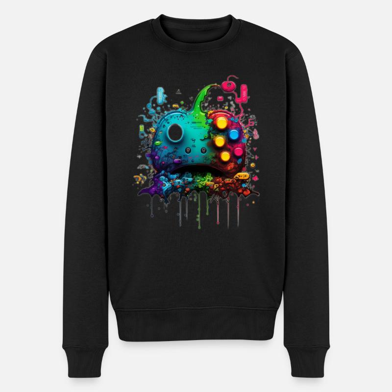 Neon Gaming Controller / Kontroller - Männer Premium Bio Pullover - Schwarz