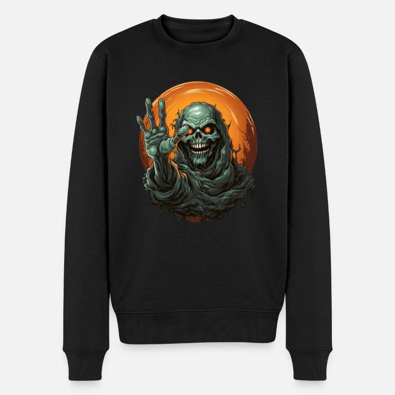 Halloween Emerging Hands Citrouille effrayante - Pull Premium bio Homme - noir