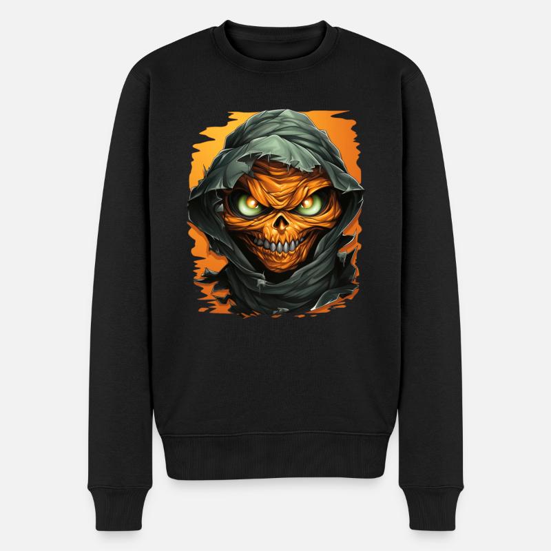 Halloween Spooky Cartoon Mummy - Männer Premium Bio Pullover - Schwarz