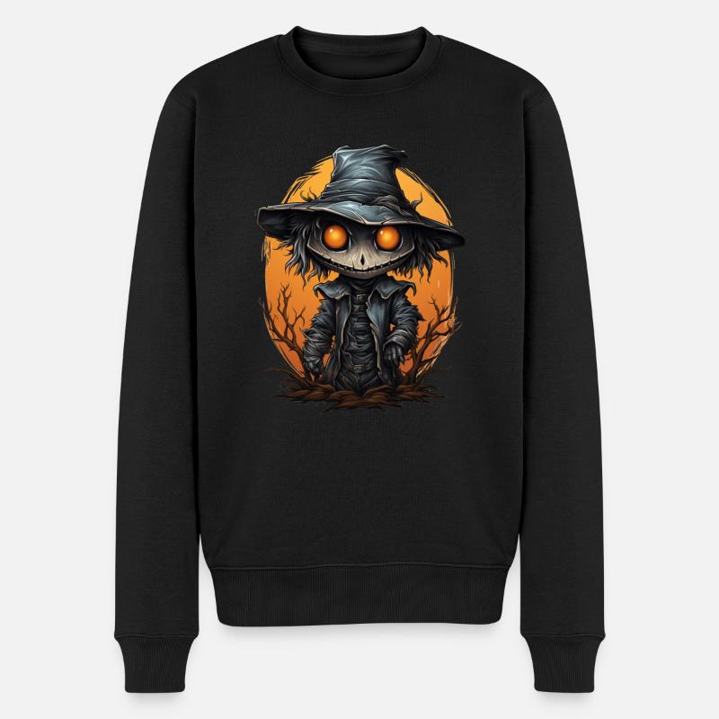 Scarecrow Halloween Cartoon Scary Scarecrow - Pull Premium bio Homme - noir