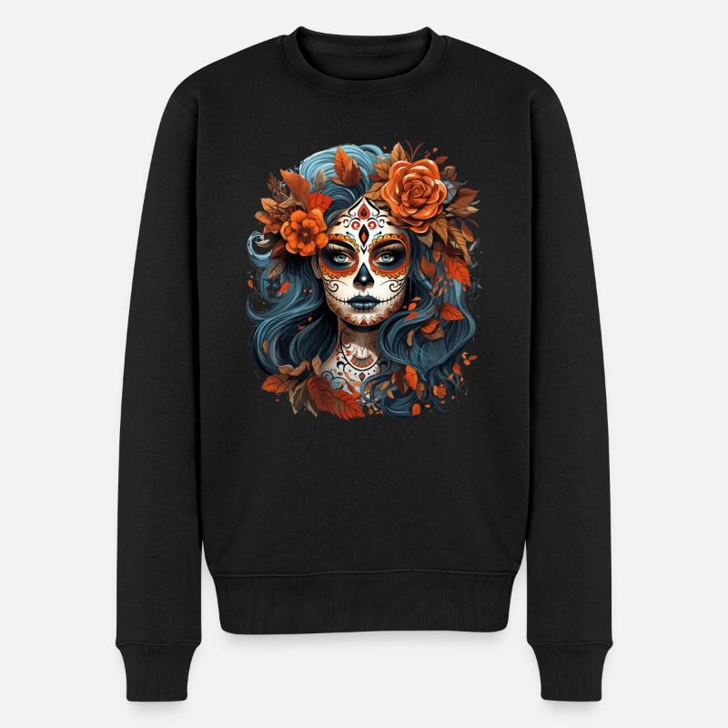 Day Of The Dead I Sugar Skull I Dia De Los Muertos - Männer Premium Bio Pullover - Schwarz