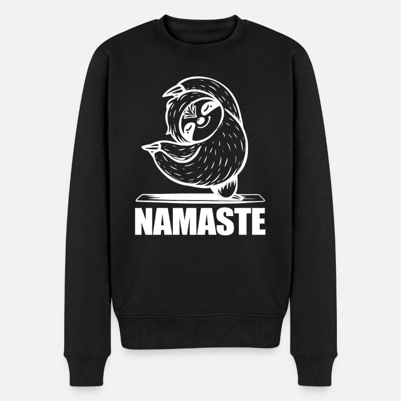 Yoga Faultier Namaste - Männer Premium Bio Pullover - Schwarz